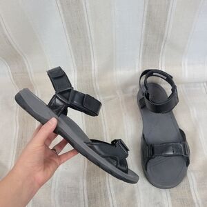 Vionic Canoe Leo‎ Dad Sandals Black Gray Size 12